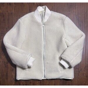 ASOS Teddy Oversized Bomber Jacket Size Large White Bone Sherpa Edition